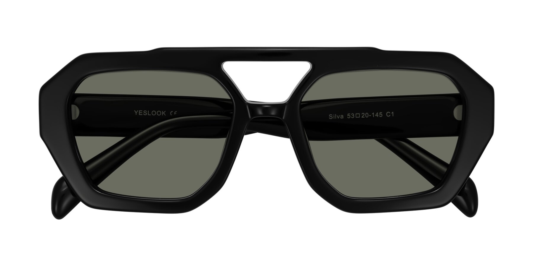 Folded Front of Silva in Black with Gray Polarized Lenses
