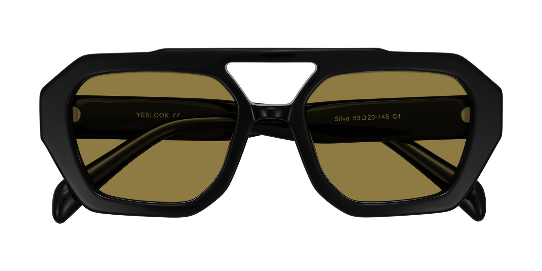 Folded Front of Silva in Black with Brown Polarized Lenses