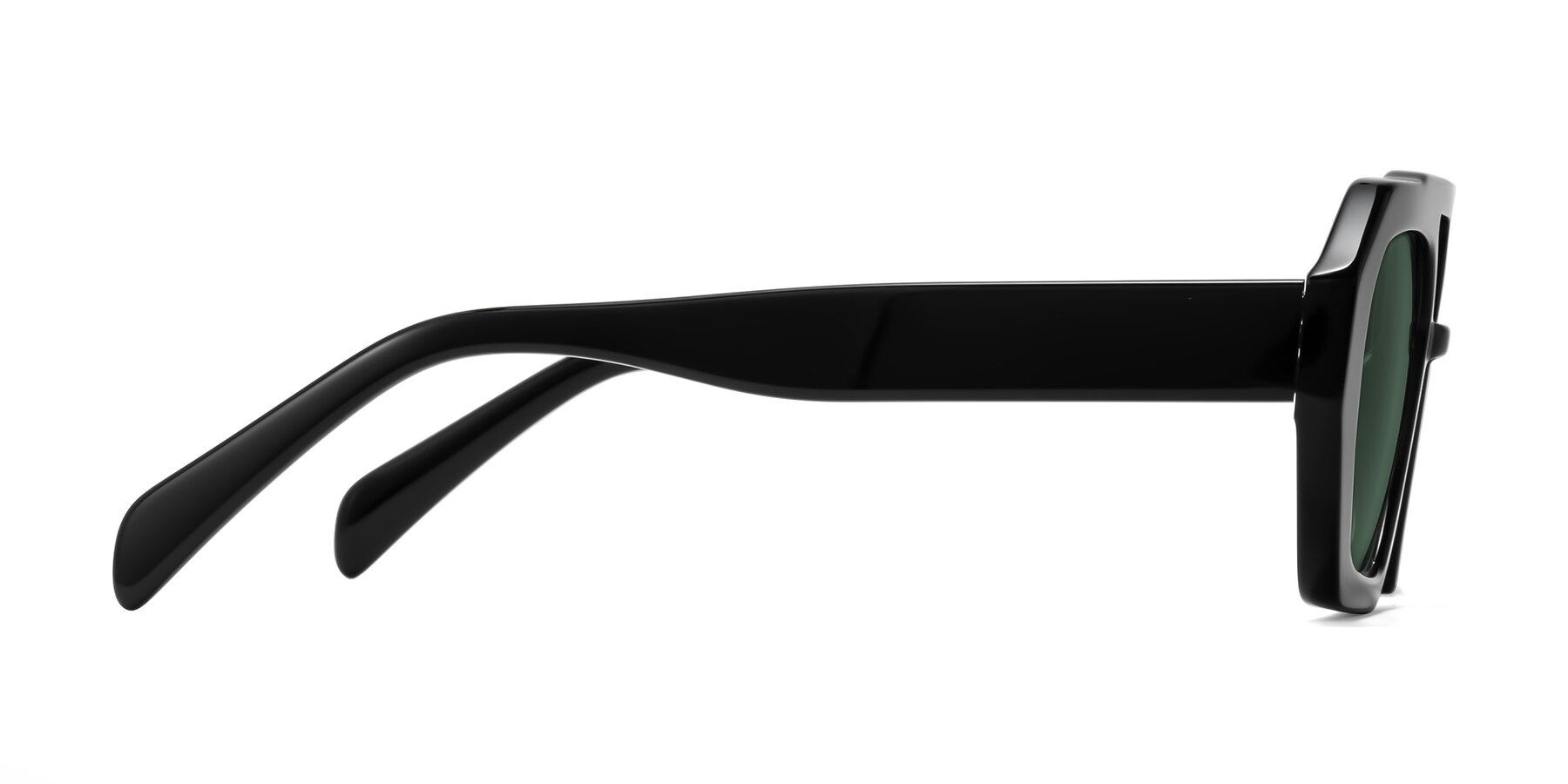 Side of Silva in Black with Green Polarized Lenses