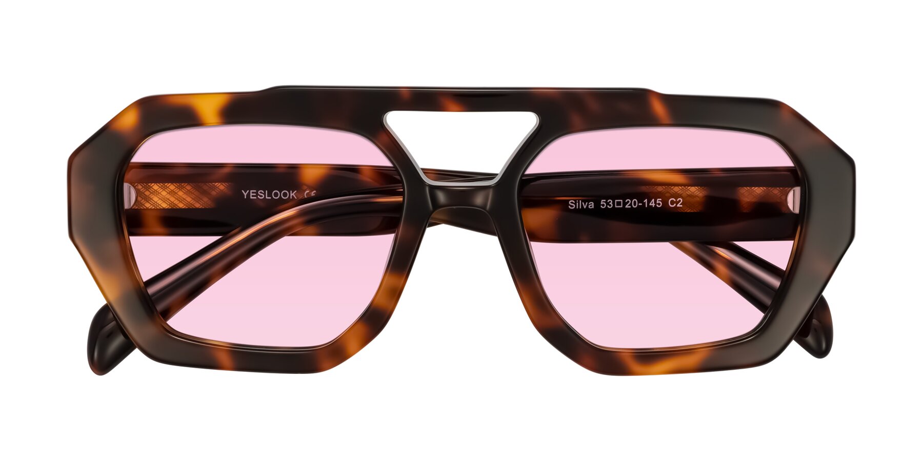 Folded Front of Silva in Tortoise with Light Pink Tinted Lenses