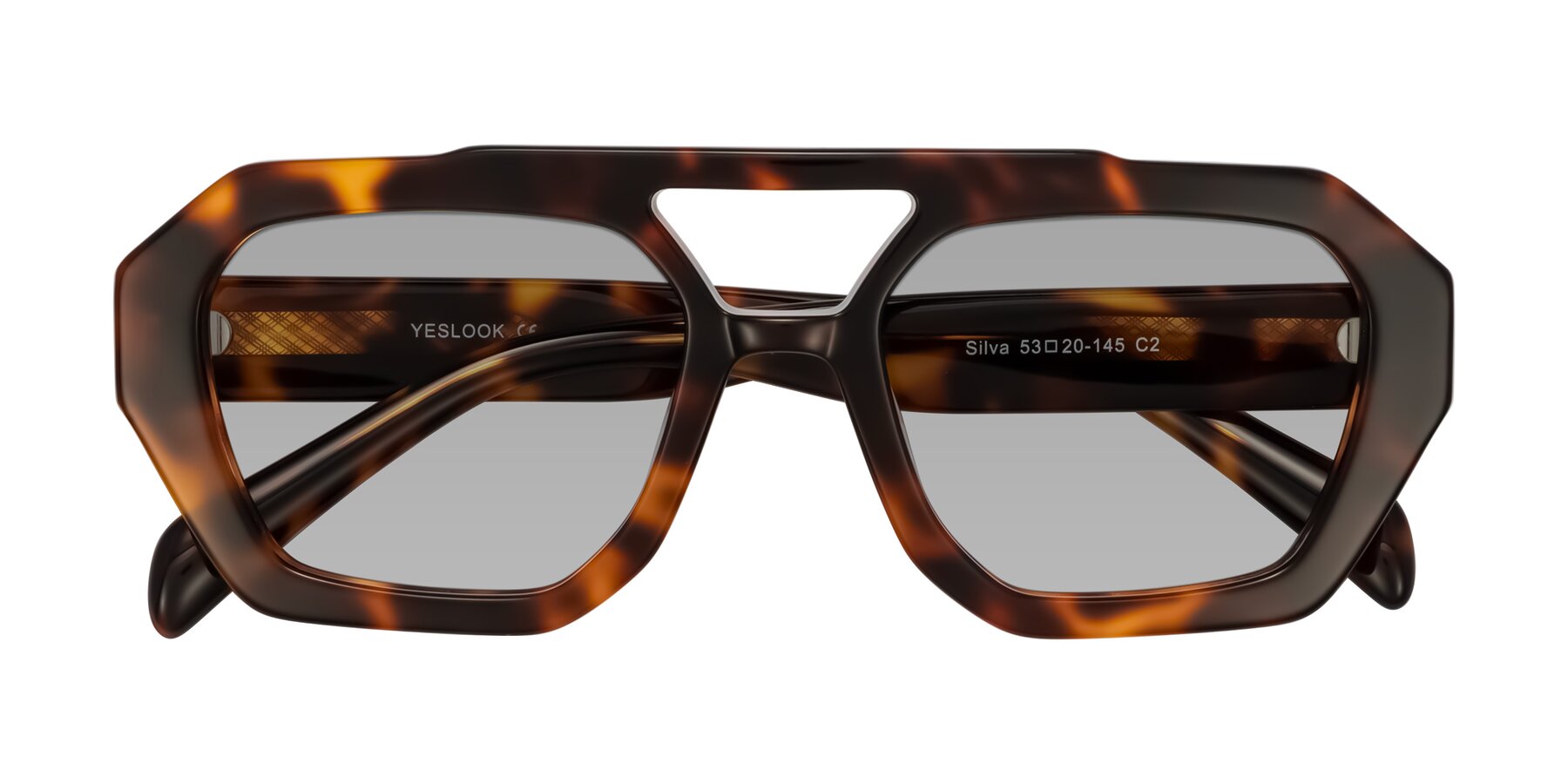 Folded Front of Silva in Tortoise with Light Gray Tinted Lenses