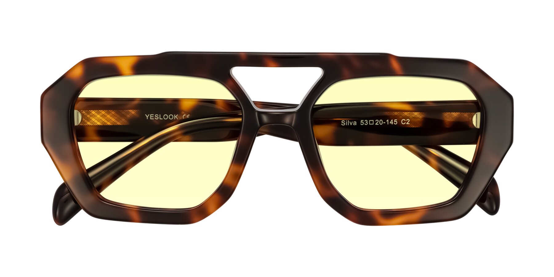 Folded Front of Silva in Tortoise with Light Yellow Tinted Lenses