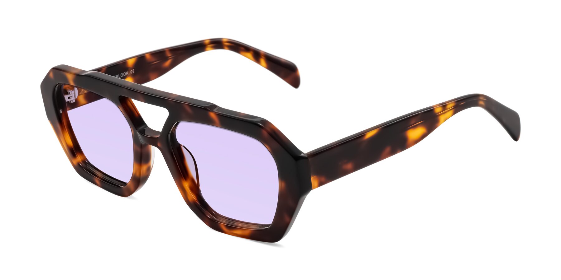 Angle of Silva in Tortoise with Light Purple Tinted Lenses