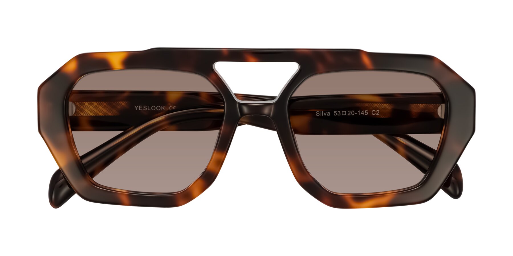 Folded Front of Silva in Tortoise with Medium Brown Tinted Lenses