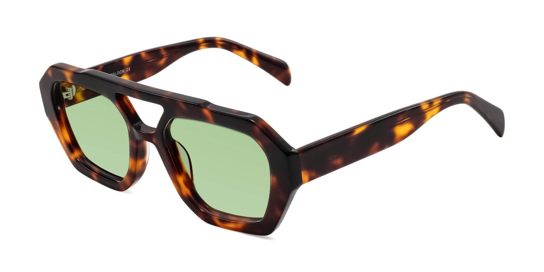 Angle of Silva in Tortoise with Medium Green Tinted Lenses