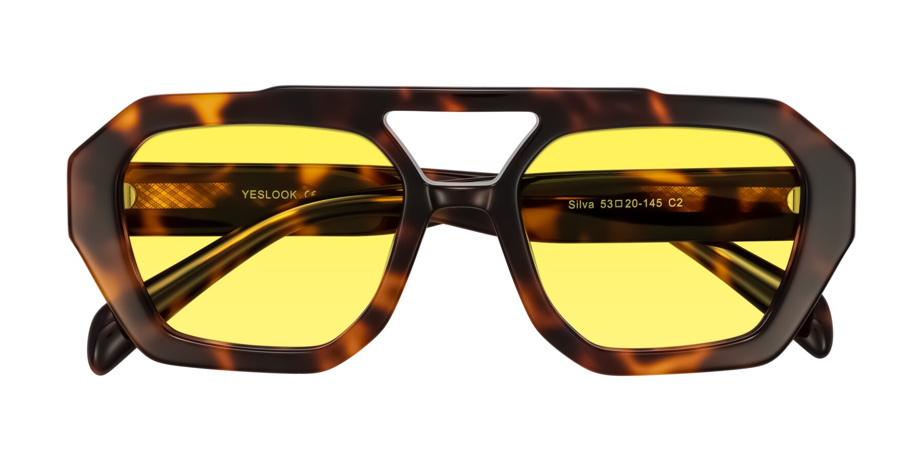 Folded Front of Silva in Tortoise with Medium Yellow Tinted Lenses