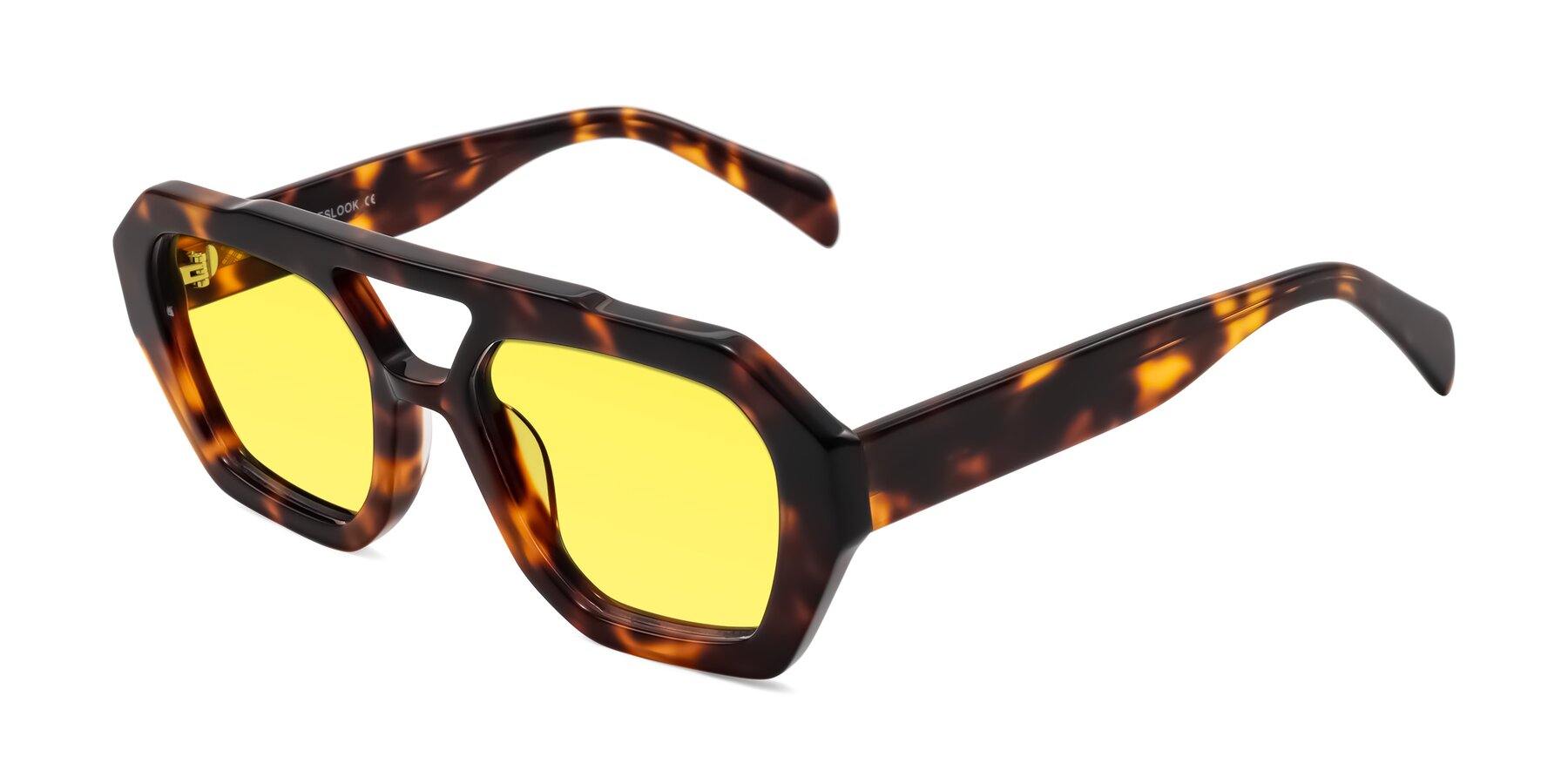 Angle of Silva in Tortoise with Medium Yellow Tinted Lenses