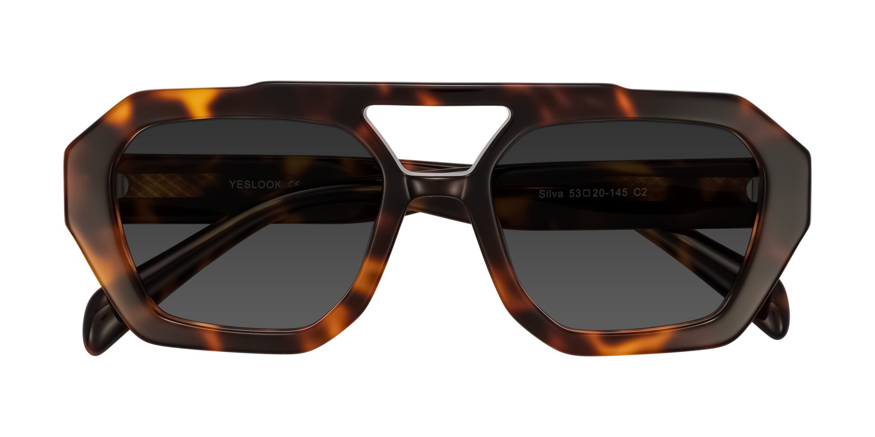 Folded Front of Silva in Tortoise with Gray Tinted Lenses