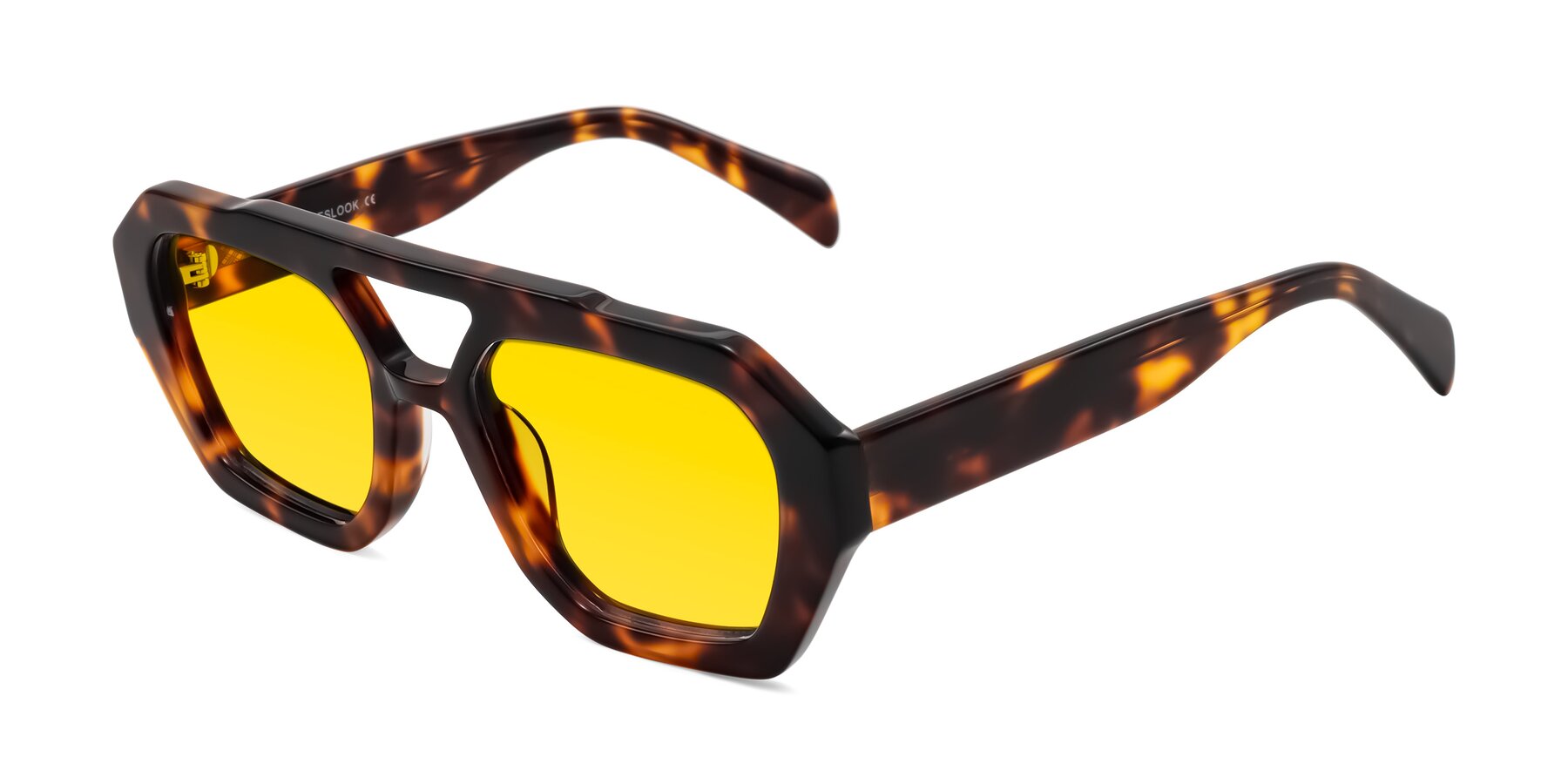 Angle of Silva in Tortoise with Yellow Tinted Lenses
