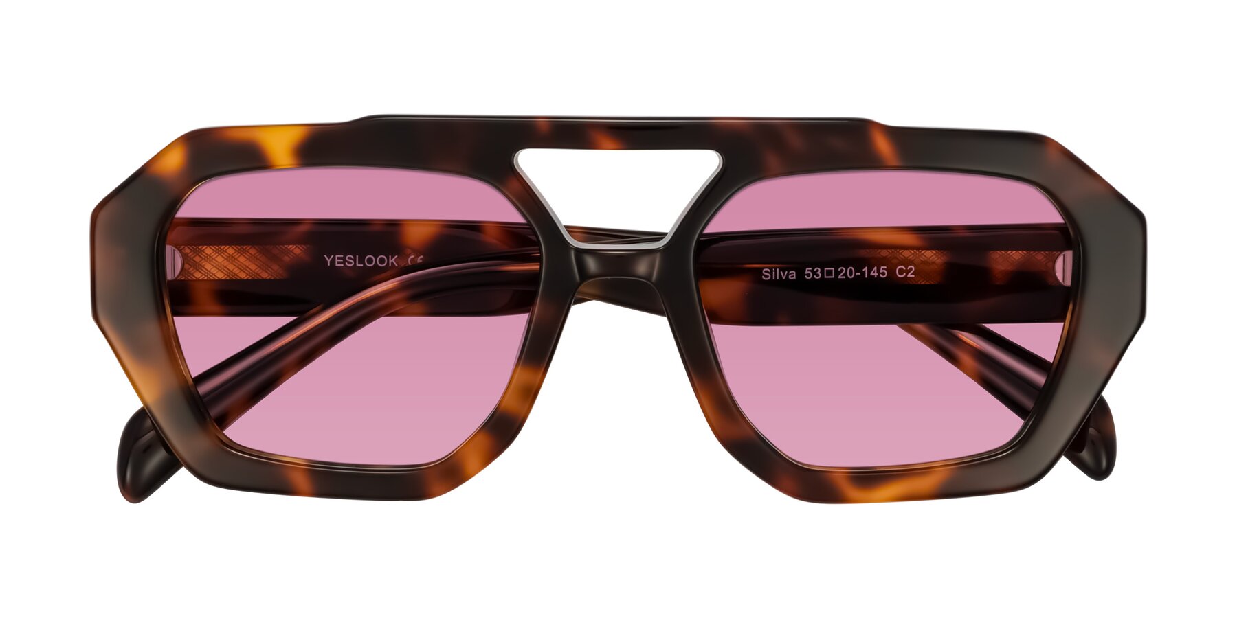 Folded Front of Silva in Tortoise with Medium Wine Tinted Lenses