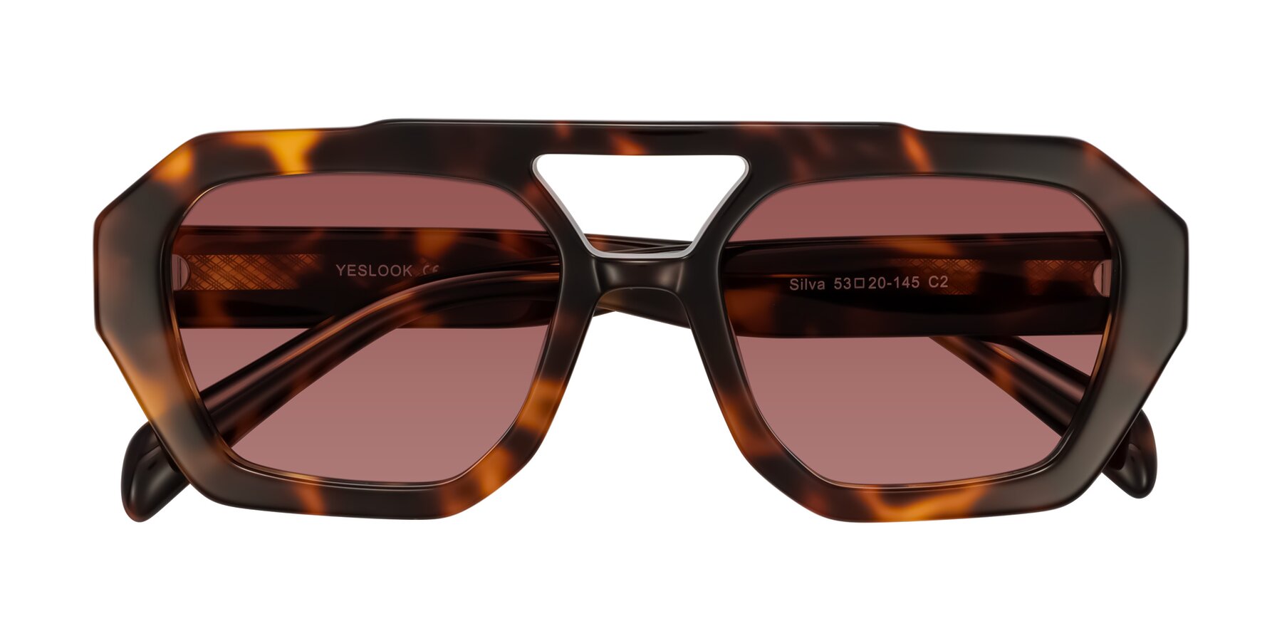 Folded Front of Silva in Tortoise with Garnet Tinted Lenses
