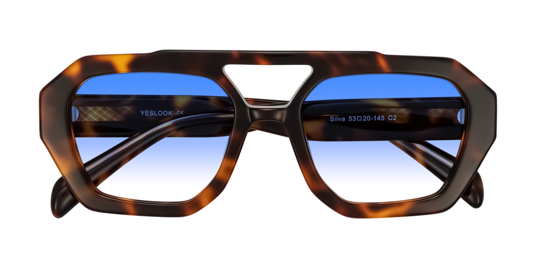 Folded Front of Silva in Tortoise with Blue Gradient Lenses