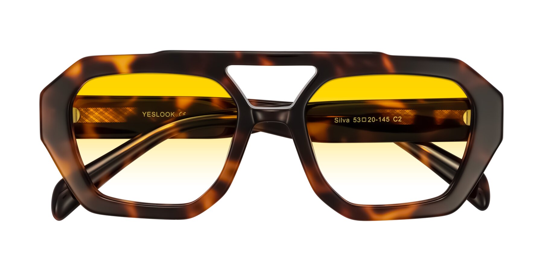 Folded Front of Silva in Tortoise with Yellow Gradient Lenses