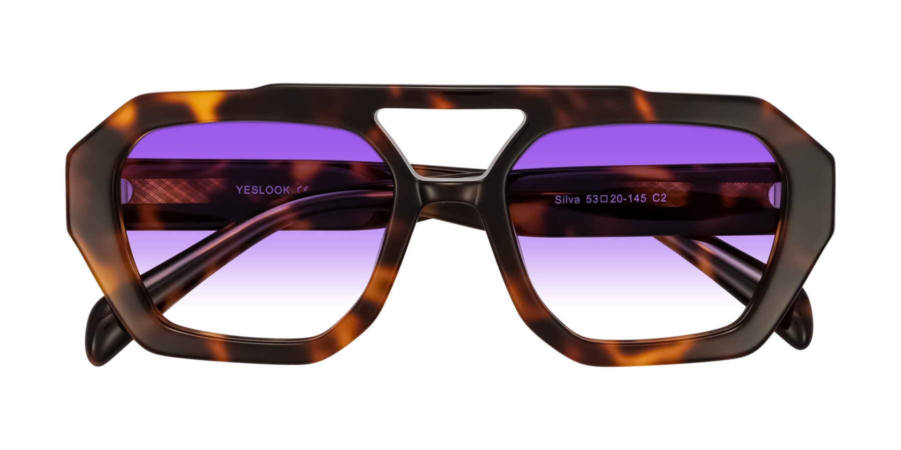 Folded Front of Silva in Tortoise with Purple Gradient Lenses