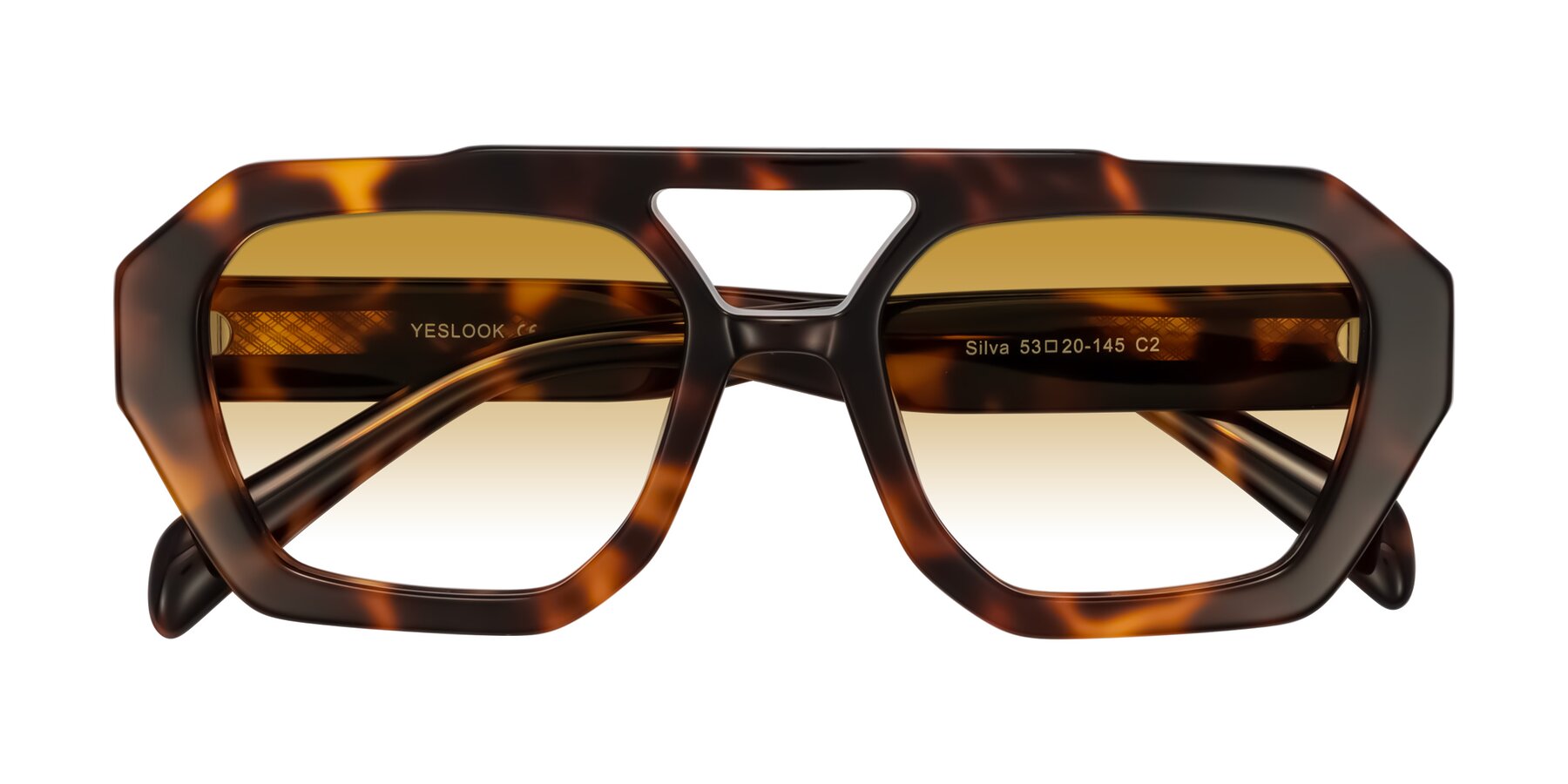 Folded Front of Silva in Tortoise with Champagne Gradient Lenses