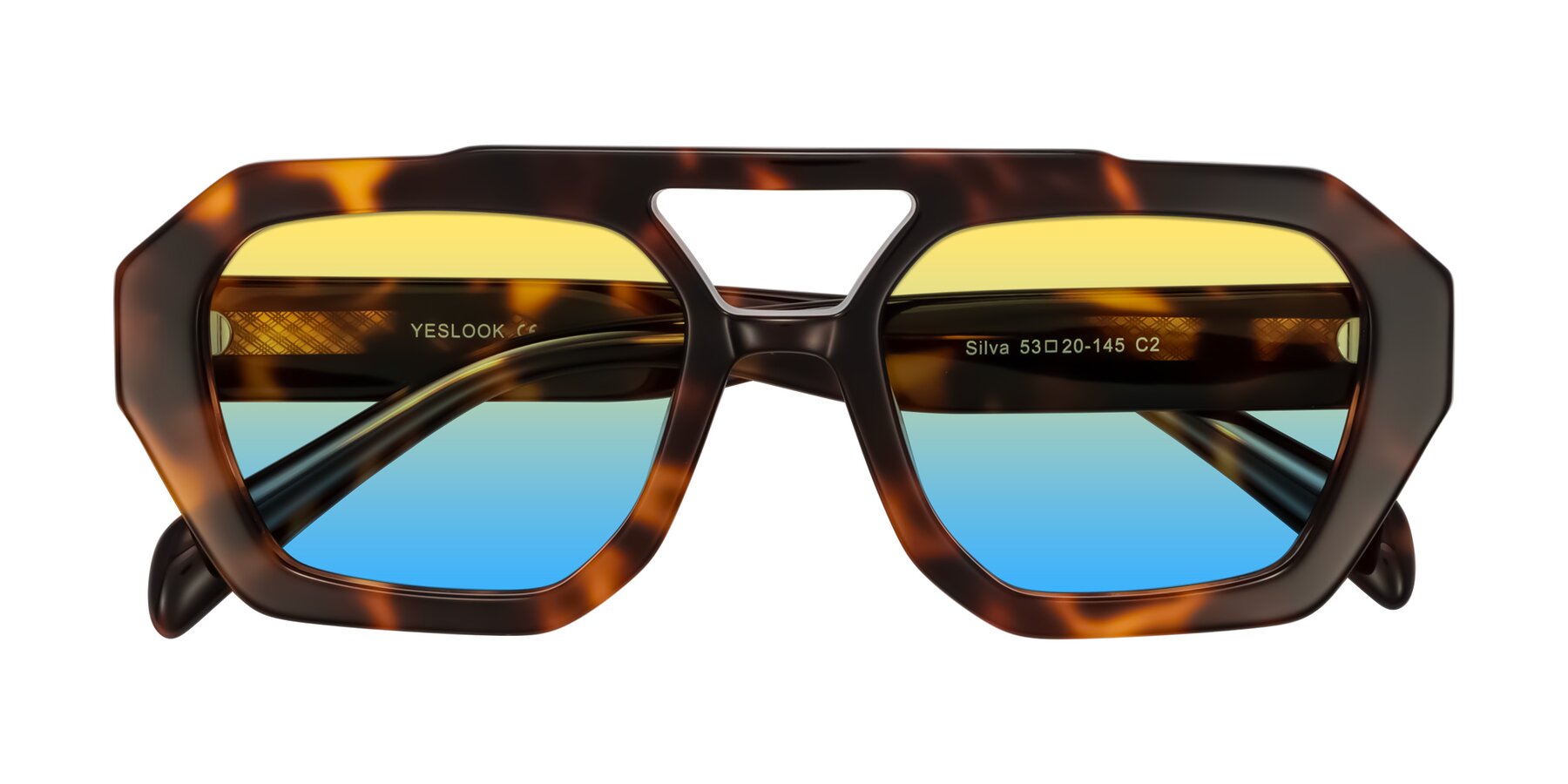 Folded Front of Silva in Tortoise with Yellow / Blue Gradient Lenses