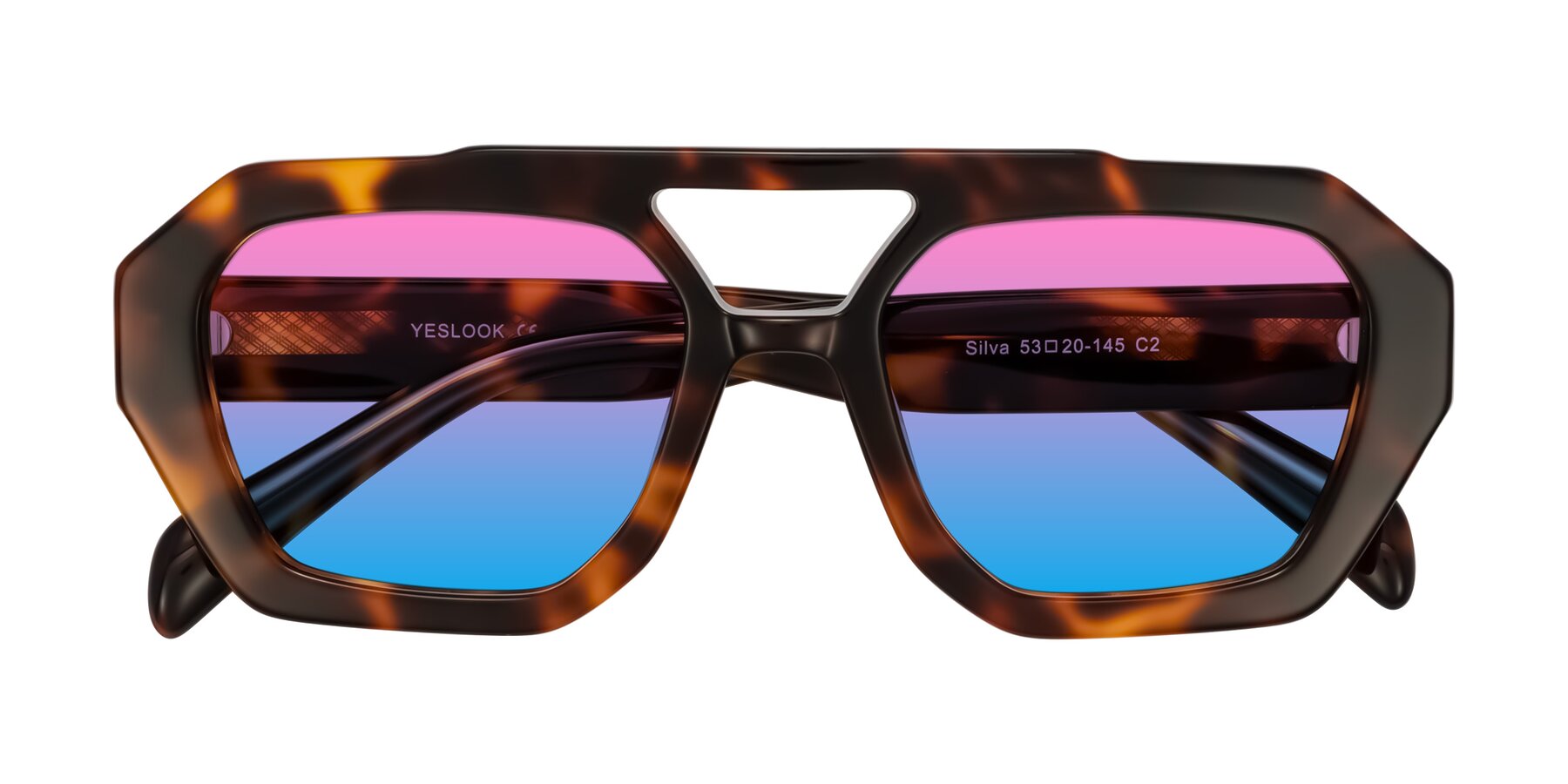 Folded Front of Silva in Tortoise with Pink / Blue Gradient Lenses