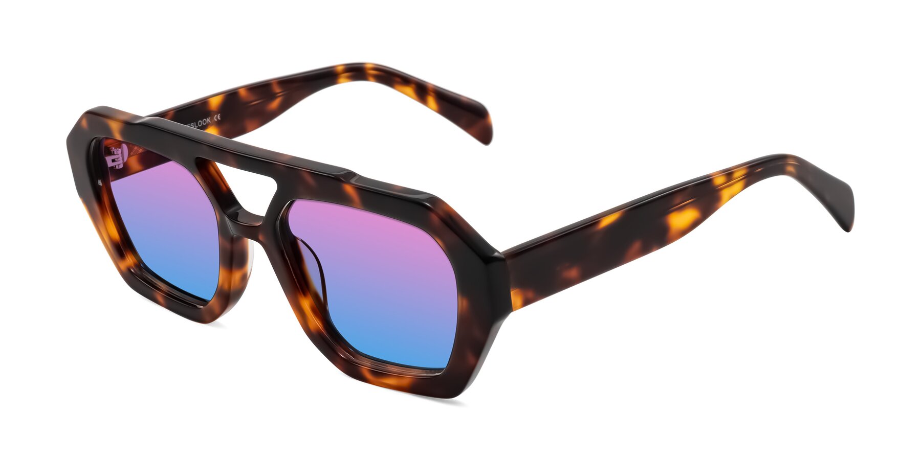 Angle of Silva in Tortoise with Pink / Blue Gradient Lenses