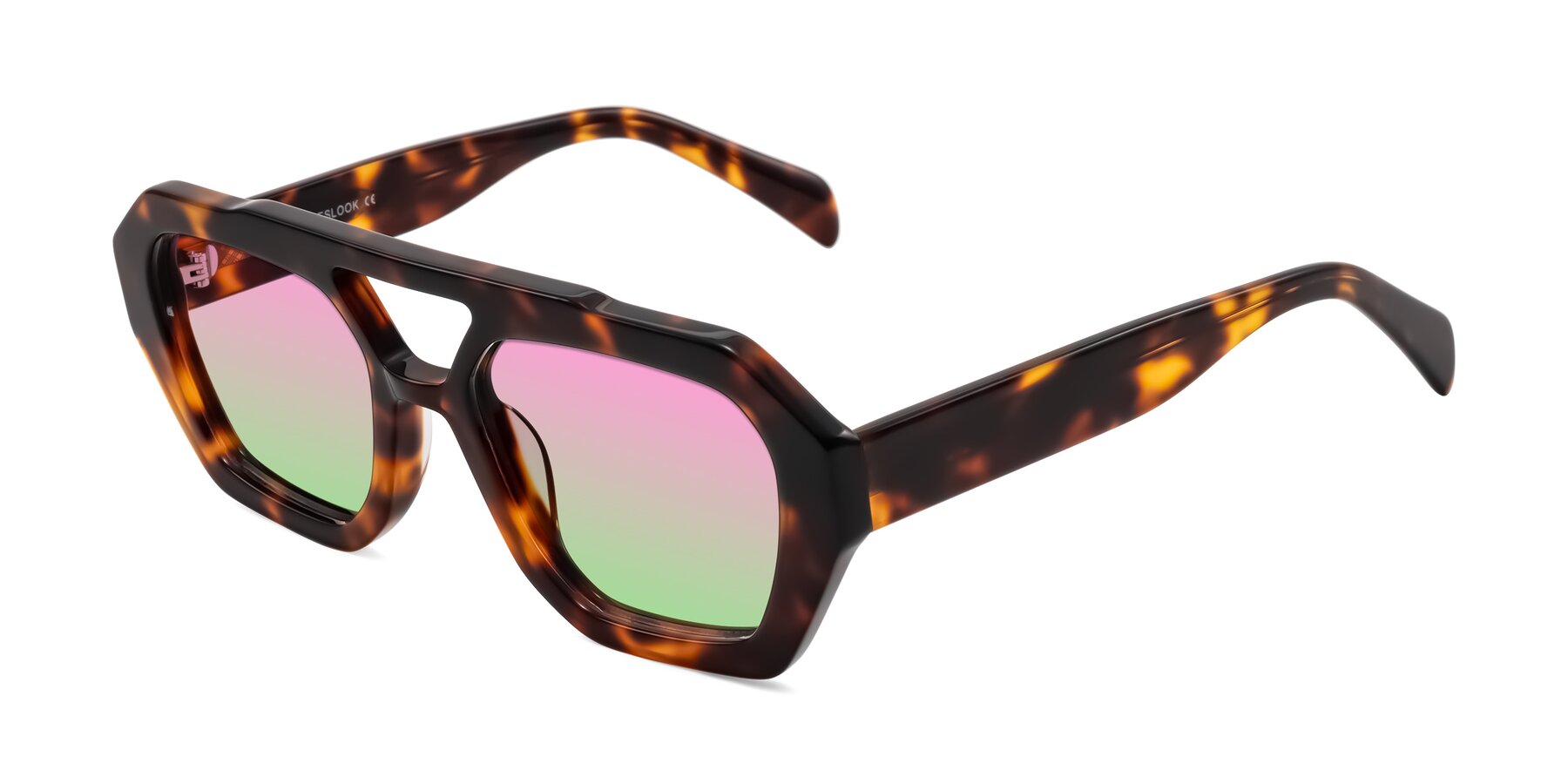 Angle of Silva in Tortoise with Pink / Green Gradient Lenses