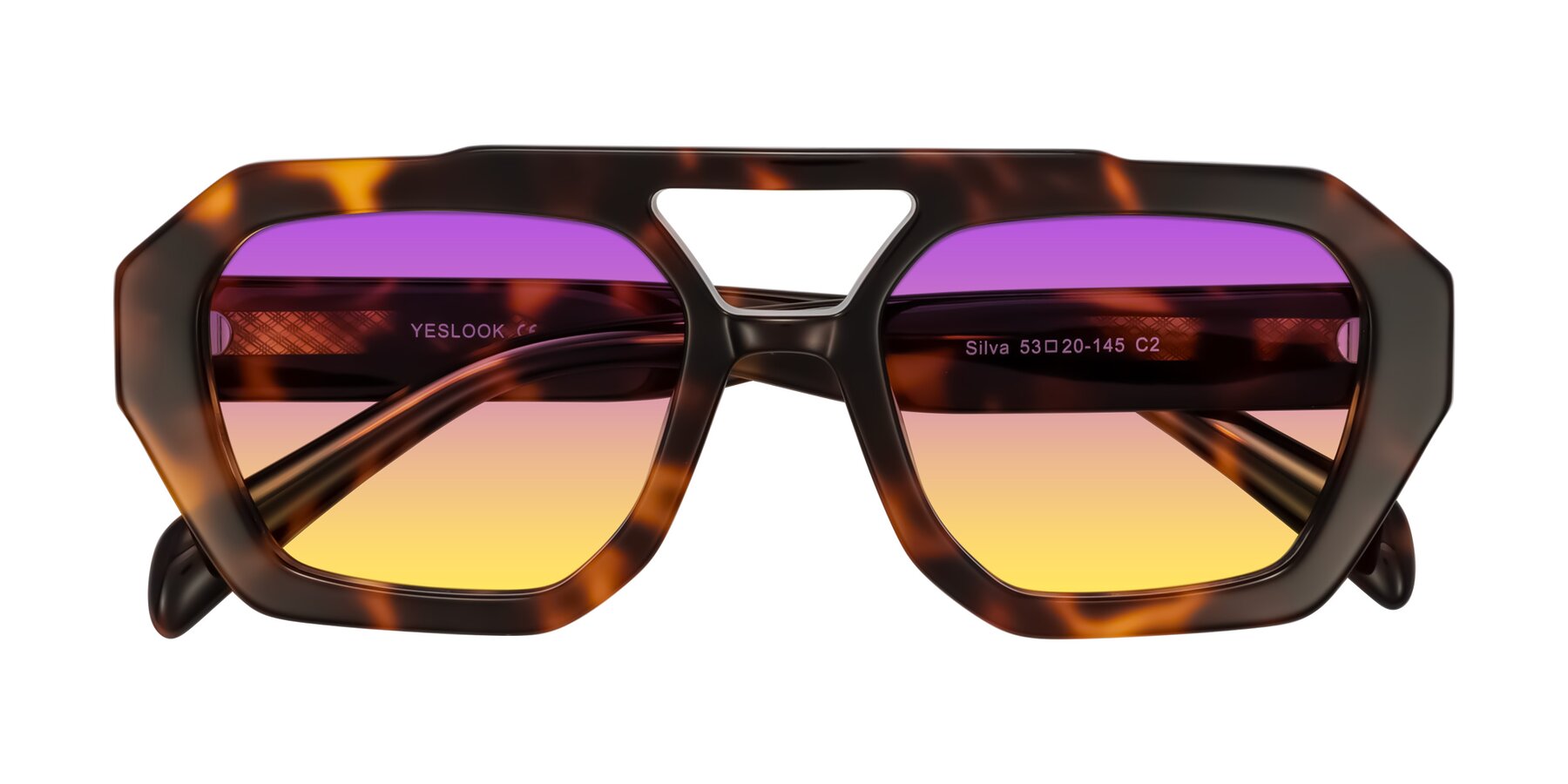 Folded Front of Silva in Tortoise with Purple / Yellow Gradient Lenses