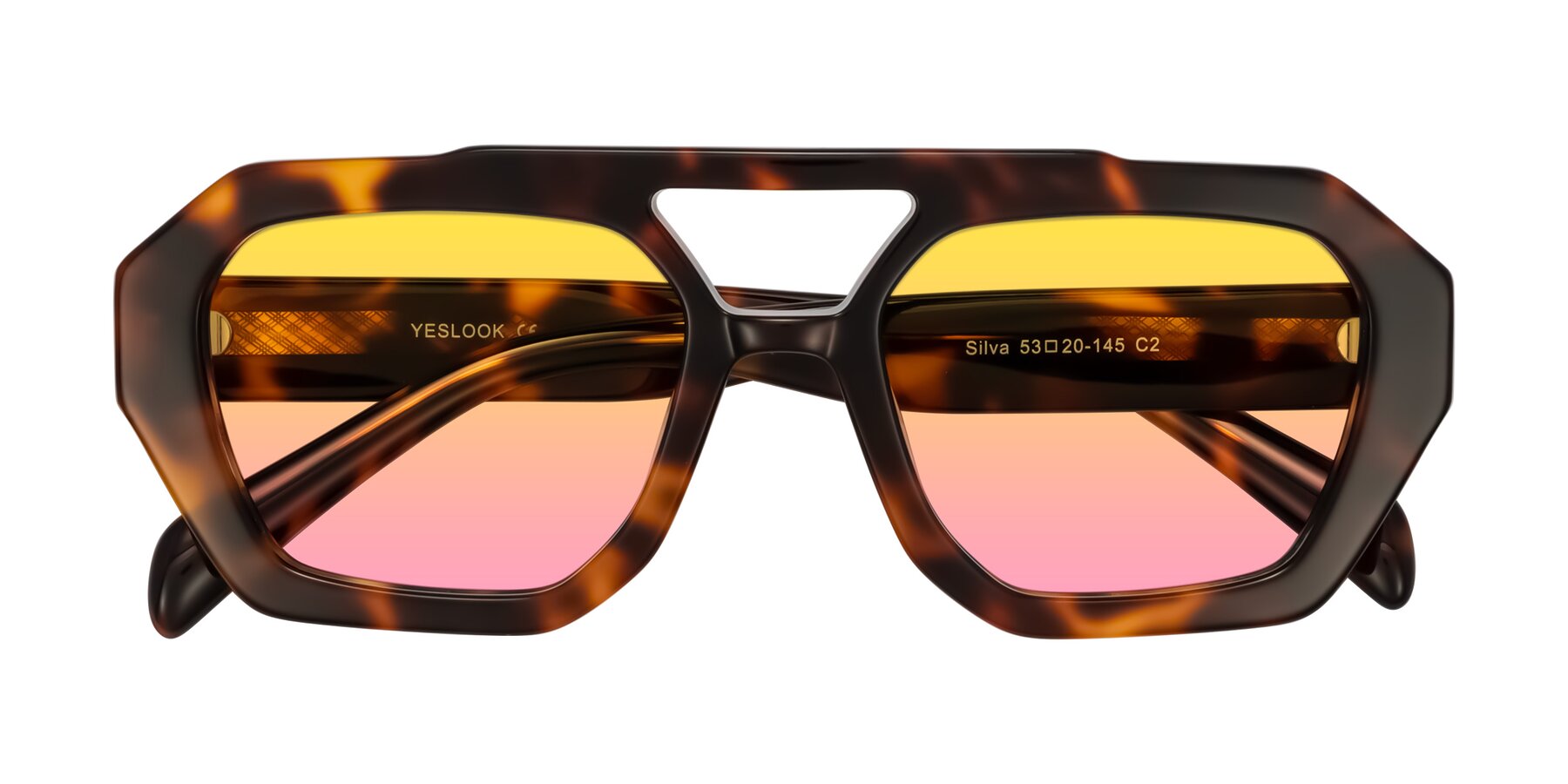 Folded Front of Silva in Tortoise with Yellow / Pink Gradient Lenses