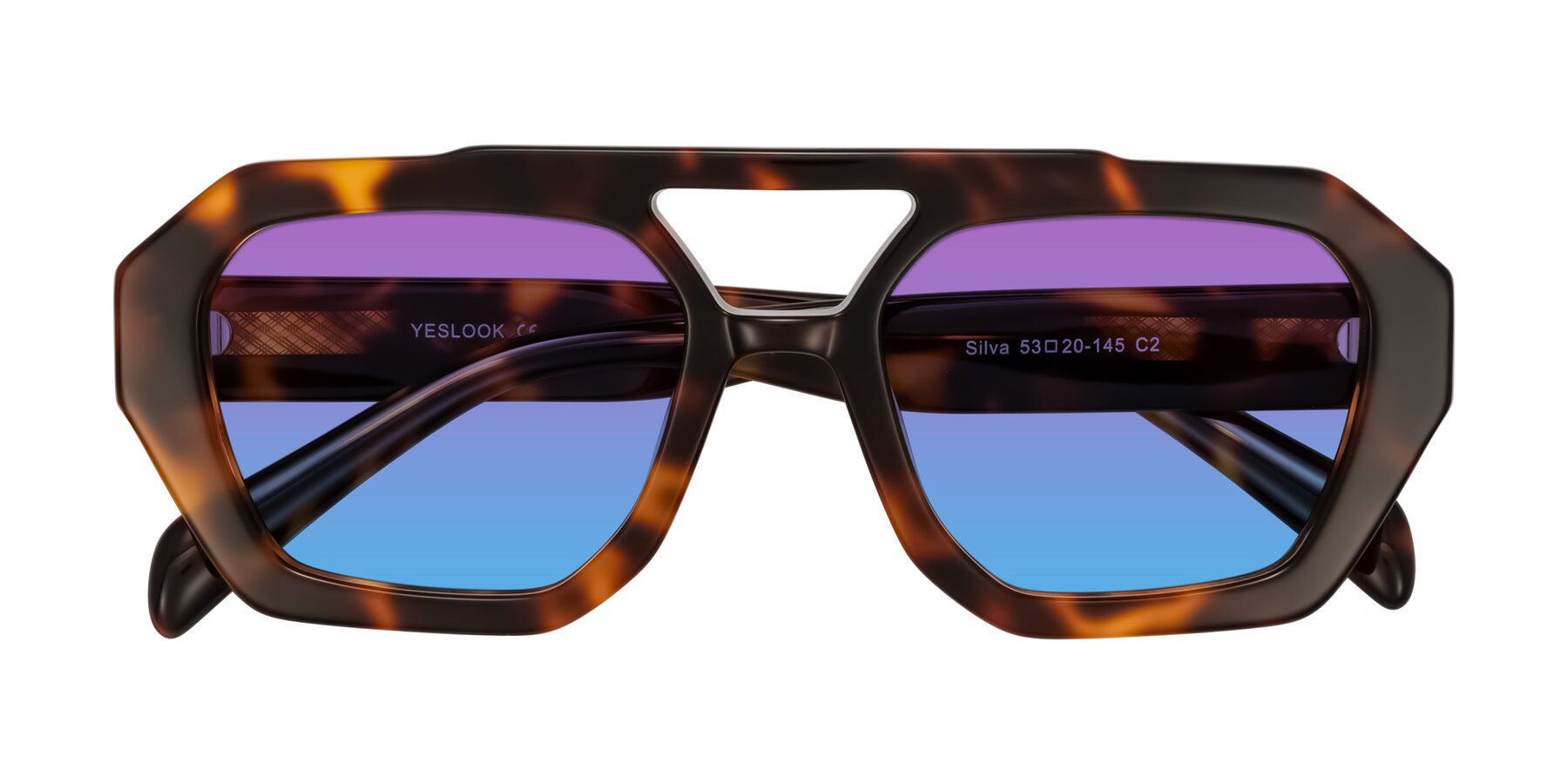 Folded Front of Silva in Tortoise with Purple / Blue Gradient Lenses