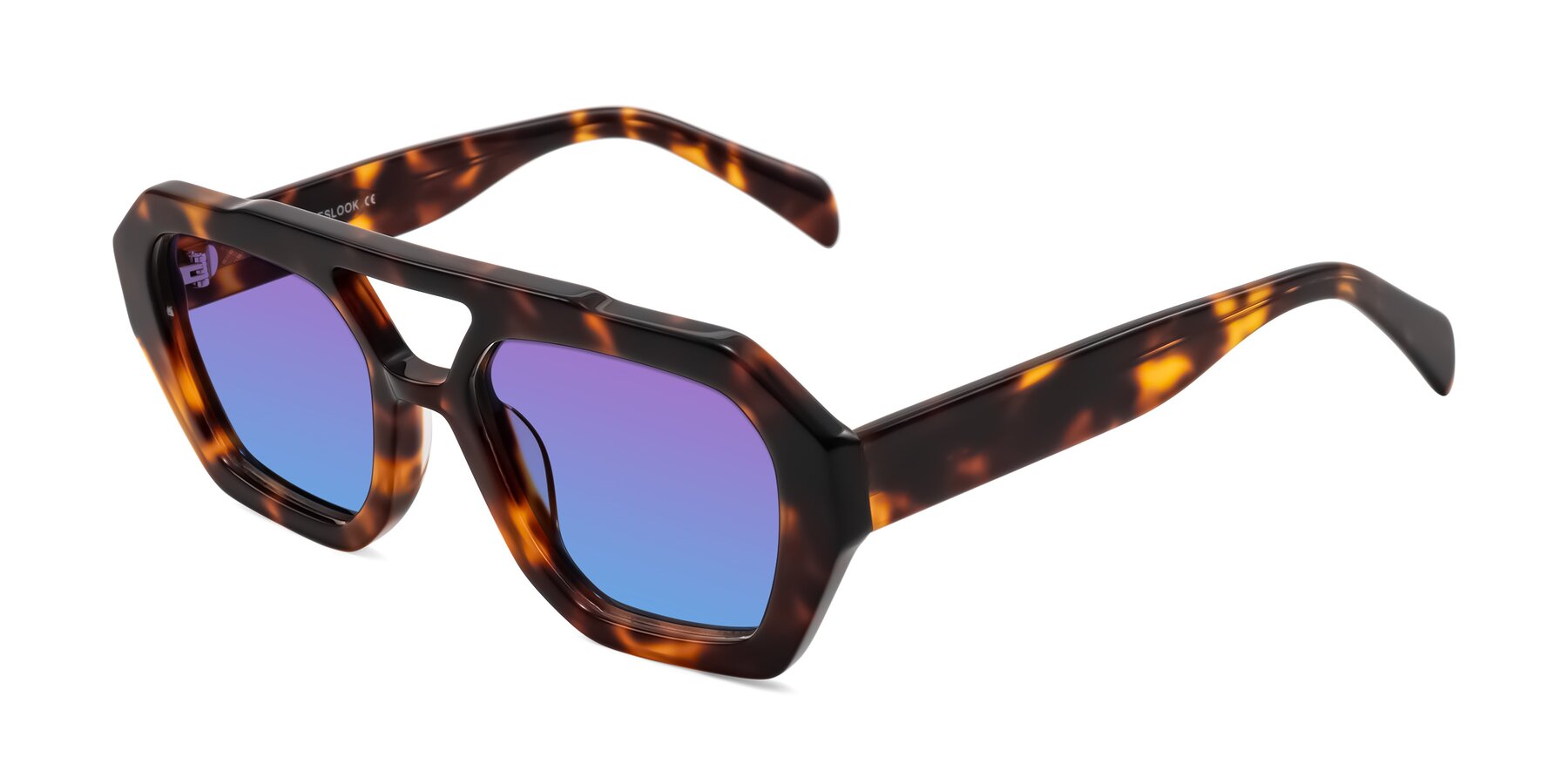 Angle of Silva in Tortoise with Purple / Blue Gradient Lenses