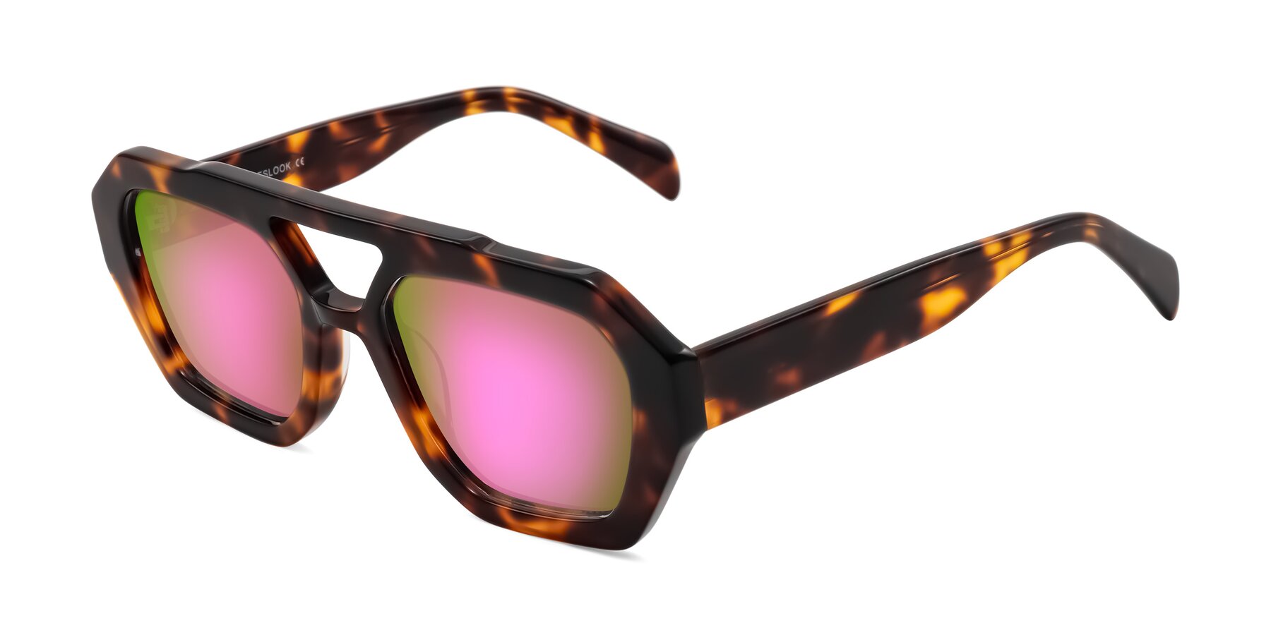 Angle of Silva in Tortoise with Pink Mirrored Lenses