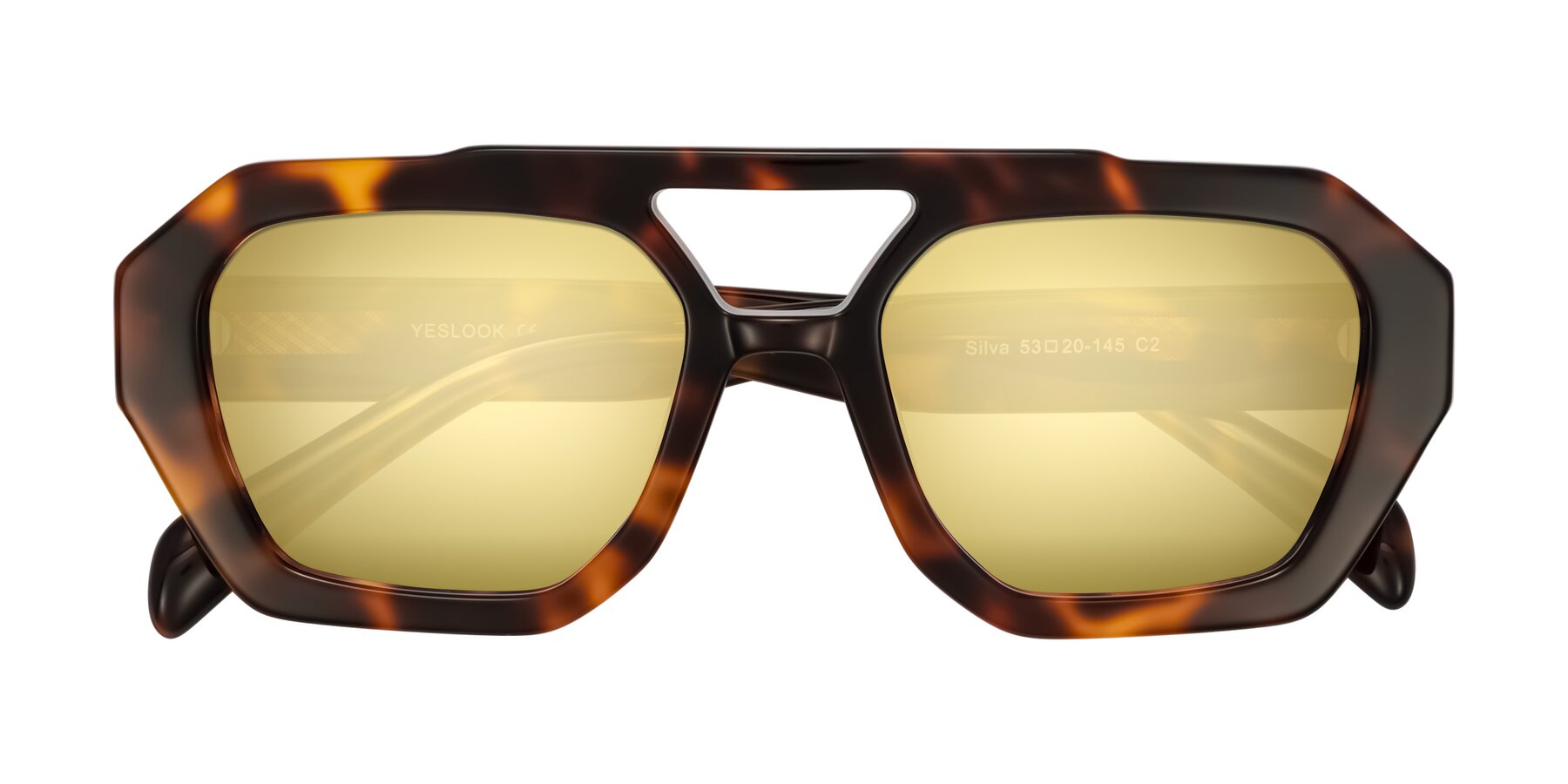 Folded Front of Silva in Tortoise with Gold Mirrored Lenses
