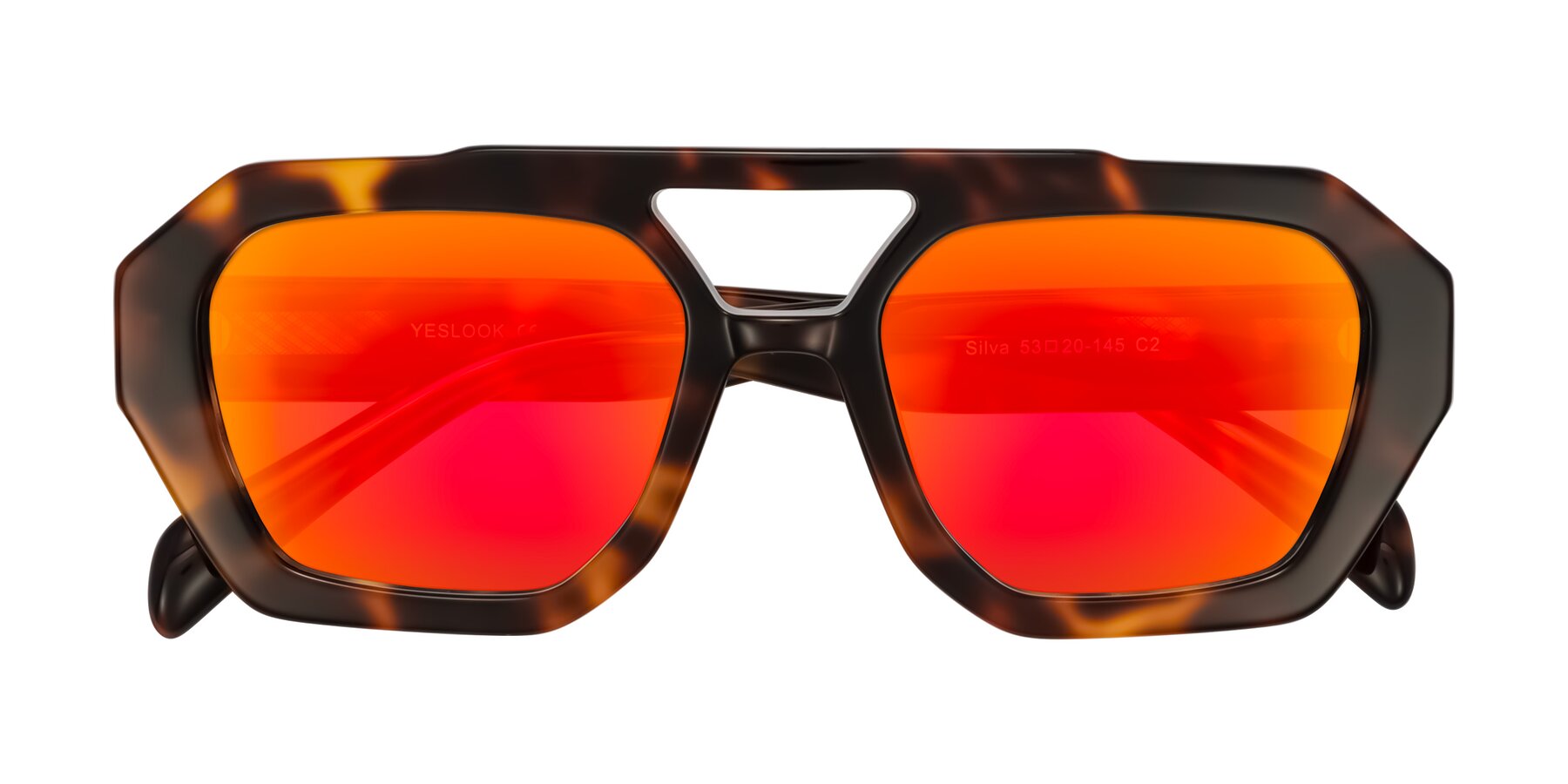 Folded Front of Silva in Tortoise with Red Gold Mirrored Lenses