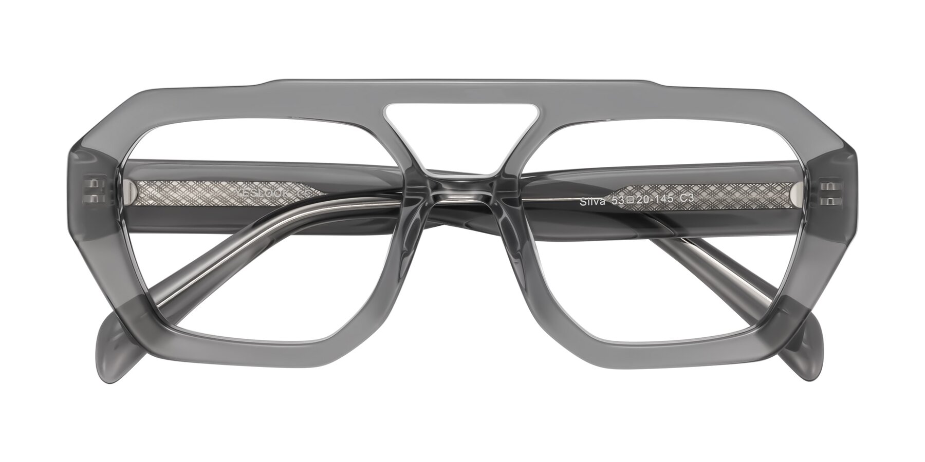 Folded Front of Silva in Gray with Clear Eyeglass Lenses