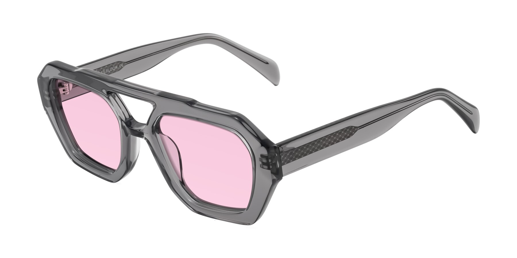 Angle of Silva in Gray with Light Pink Tinted Lenses