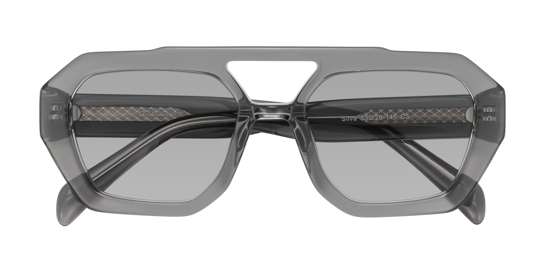 Folded Front of Silva in Gray with Light Gray Tinted Lenses