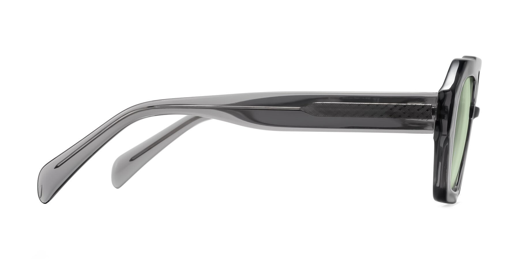 Side of Silva in Gray with Light Green Tinted Lenses