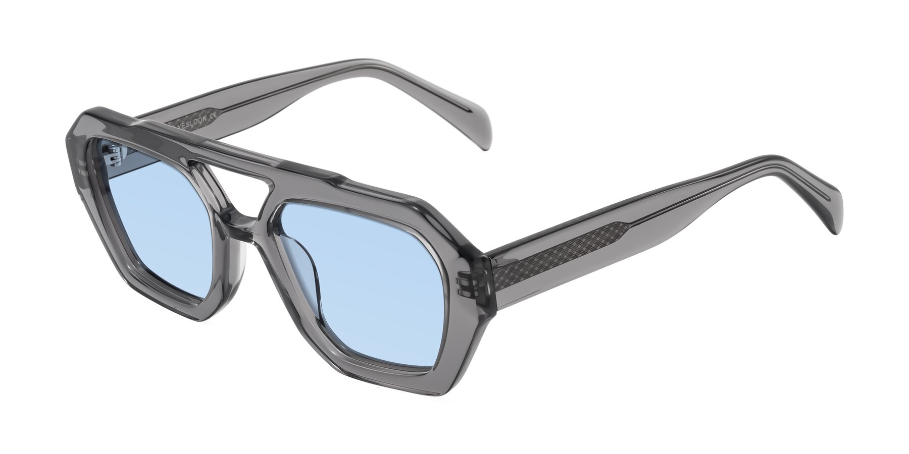 Angle of Silva in Gray with Light Blue Tinted Lenses