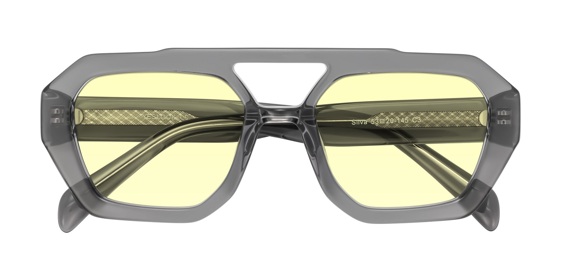 Folded Front of Silva in Gray with Light Yellow Tinted Lenses