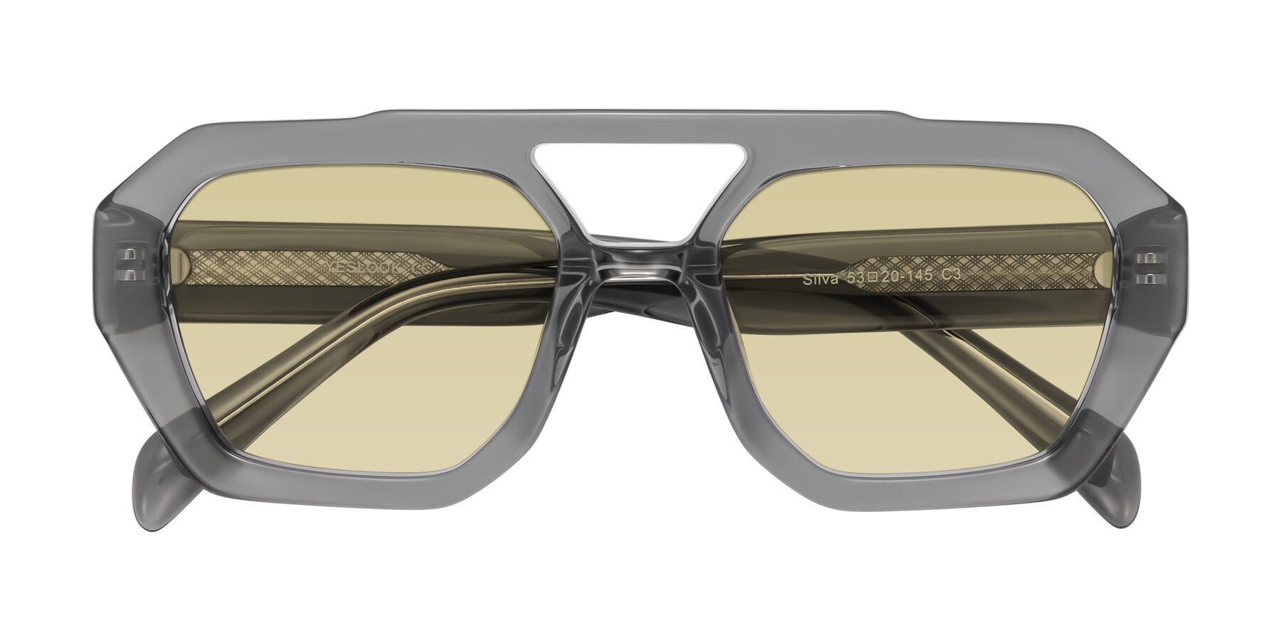 Folded Front of Silva in Gray with Light Champagne Tinted Lenses