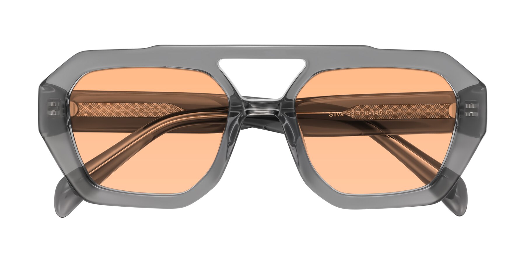 Folded Front of Silva in Gray with Light Orange Tinted Lenses