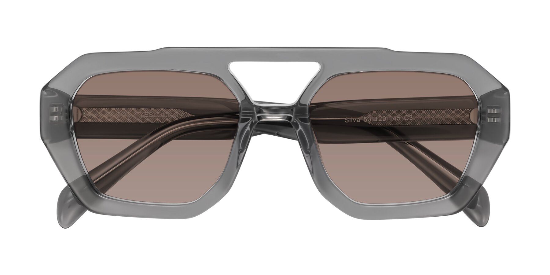 Folded Front of Silva in Gray with Medium Brown Tinted Lenses