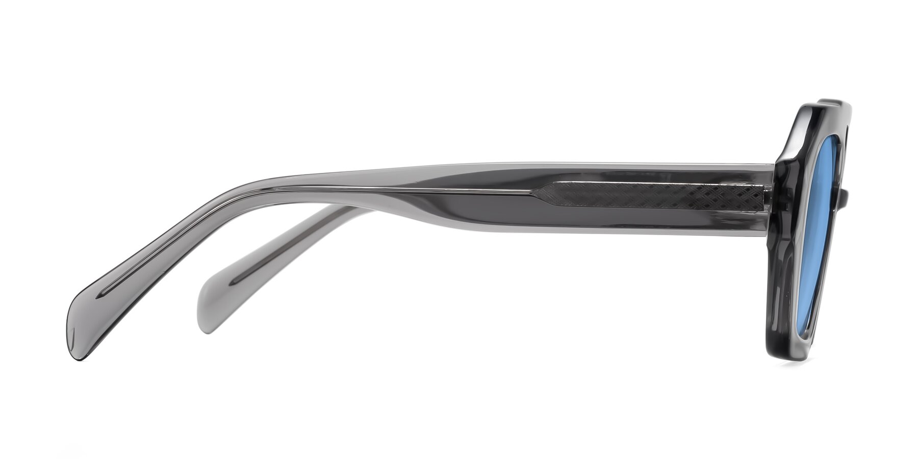 Side of Silva in Gray with Medium Blue Tinted Lenses