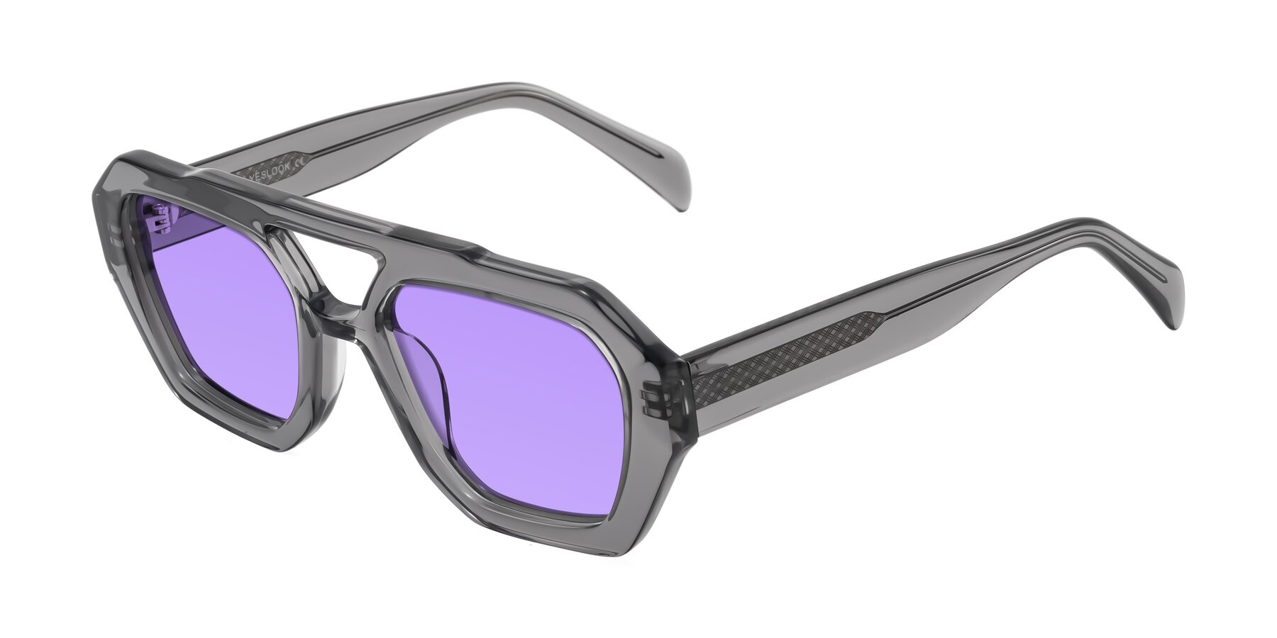 Angle of Silva in Gray with Medium Purple Tinted Lenses