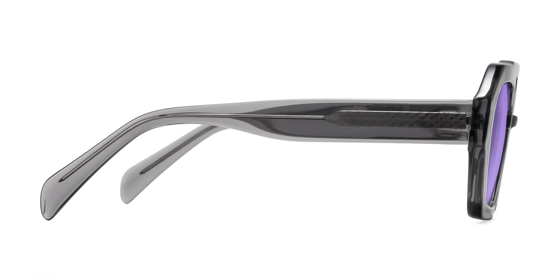 Side of Silva in Gray with Medium Purple Tinted Lenses