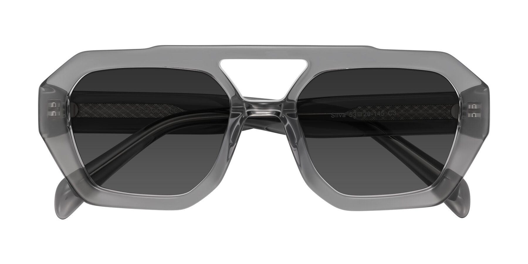 Folded Front of Silva in Gray with Gray Tinted Lenses