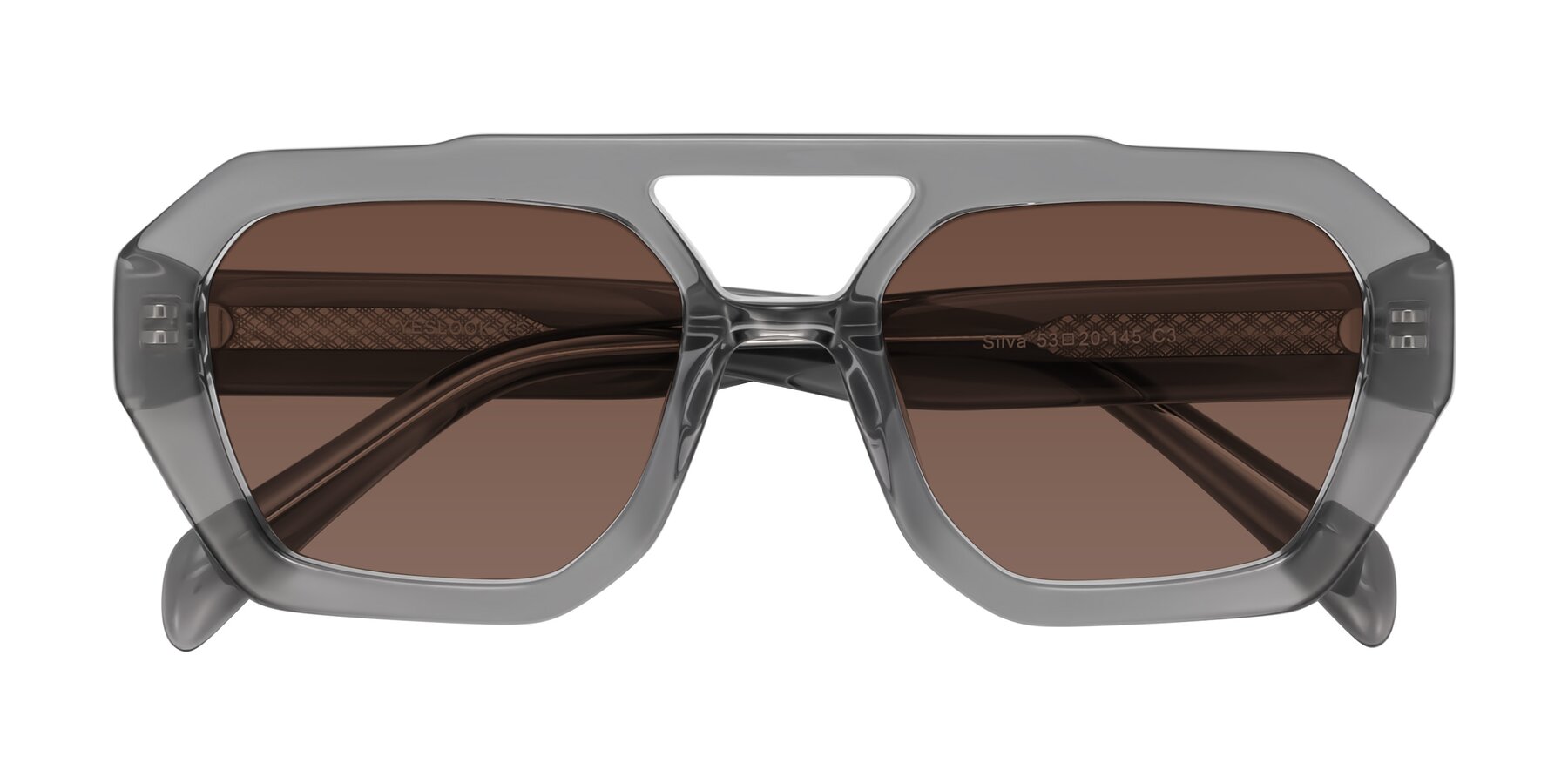 Folded Front of Silva in Gray with Brown Tinted Lenses