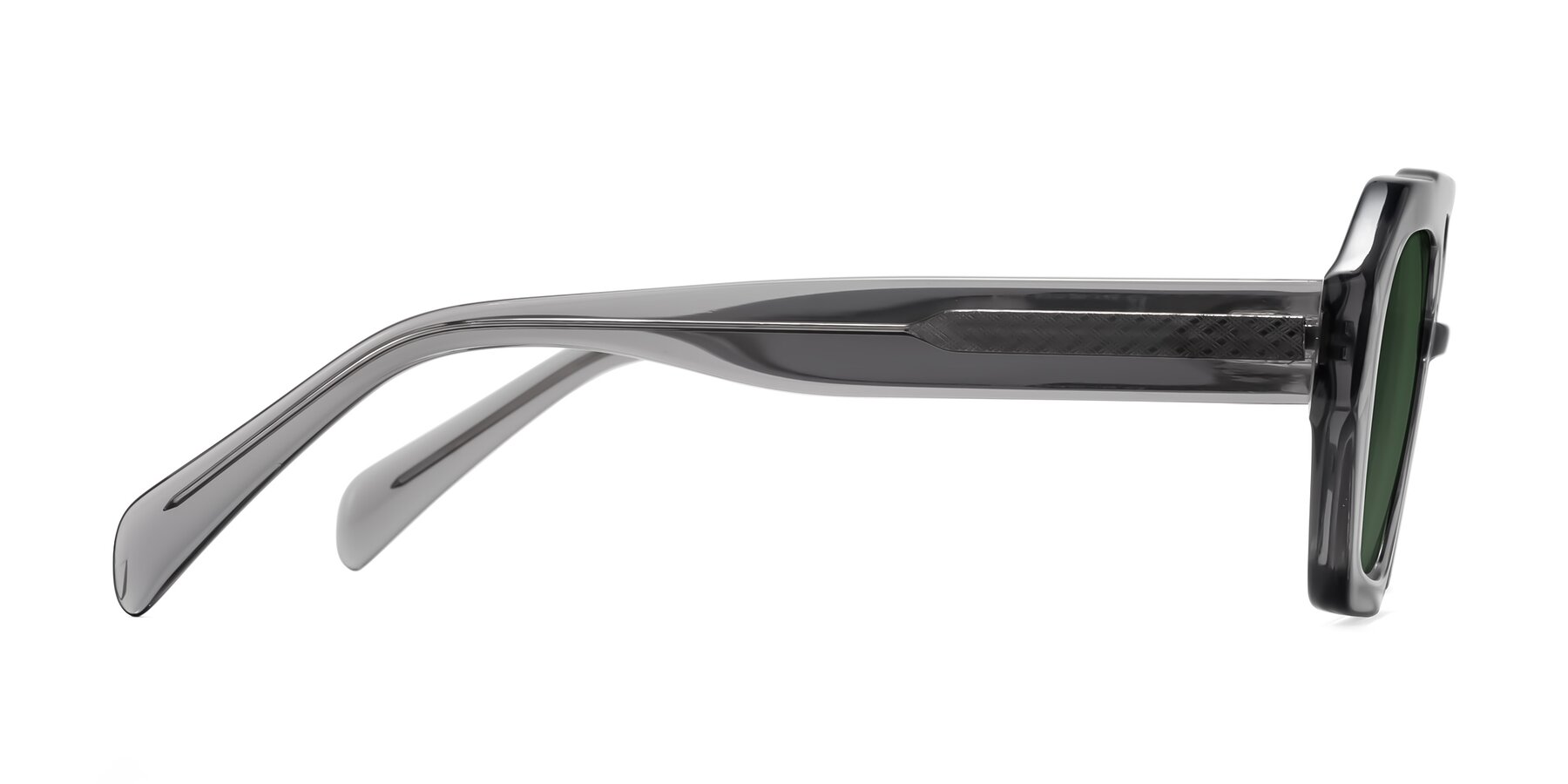 Side of Silva in Gray with Green Tinted Lenses