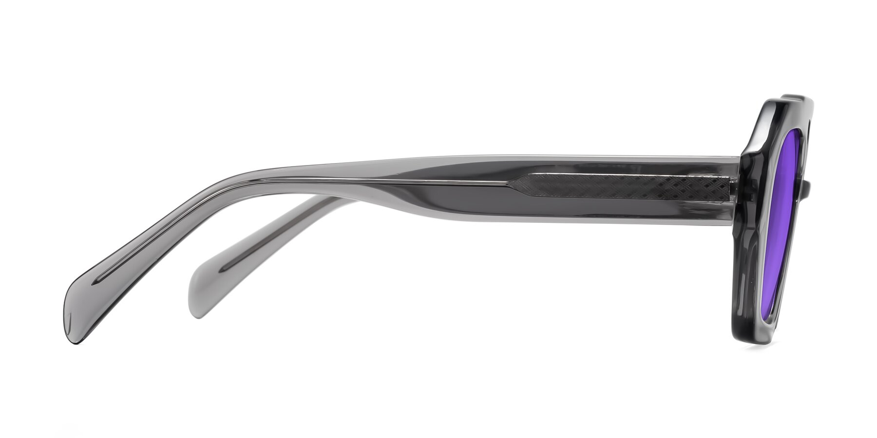 Side of Silva in Gray with Purple Tinted Lenses