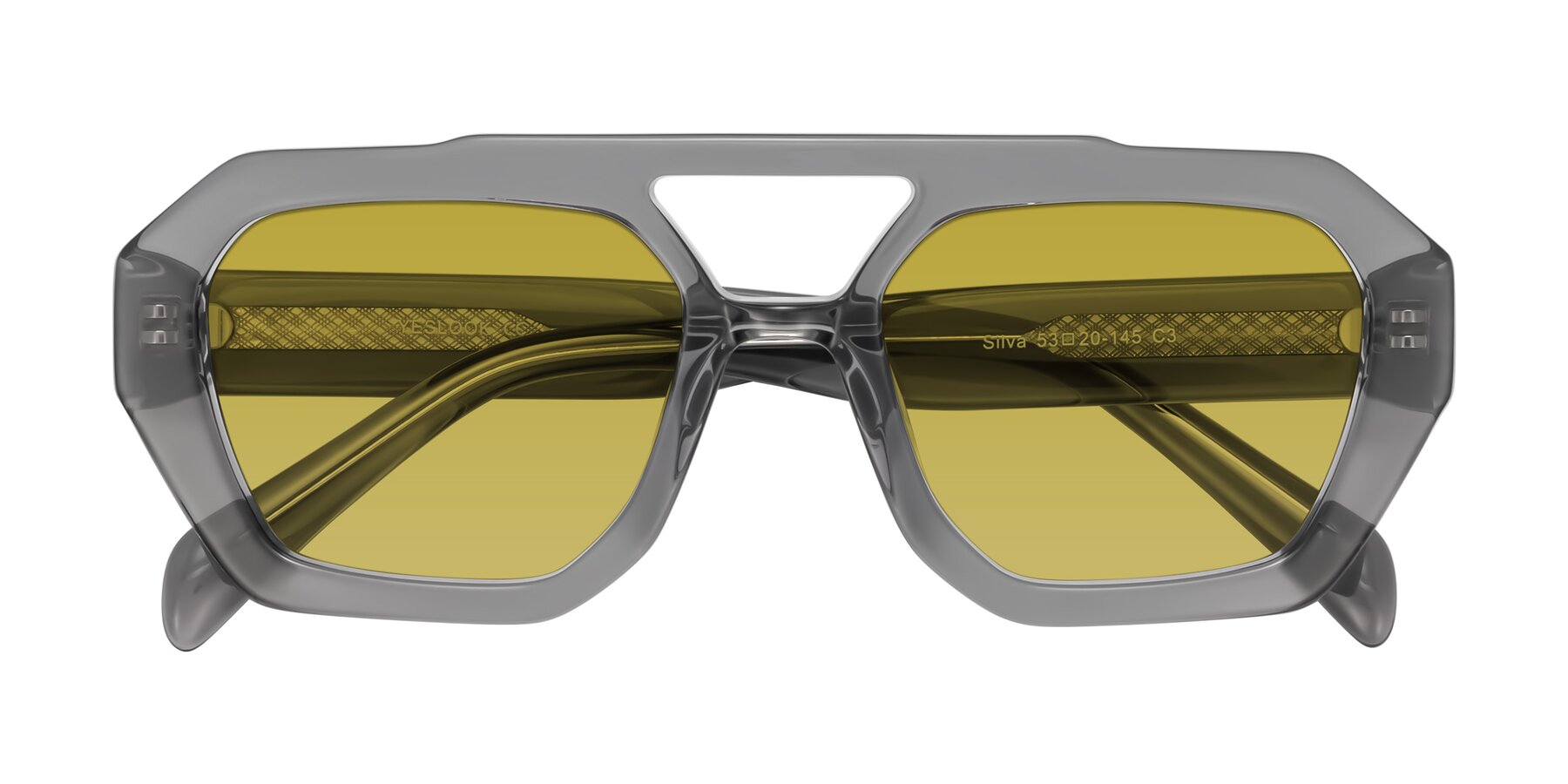 Folded Front of Silva in Gray with Champagne Tinted Lenses