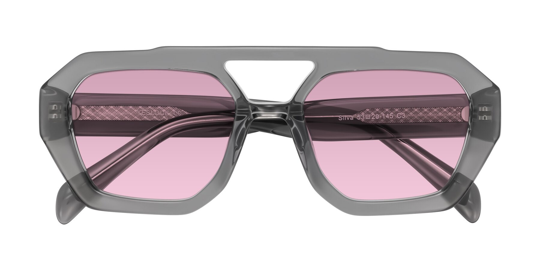 Folded Front of Silva in Gray with Light Wine Tinted Lenses