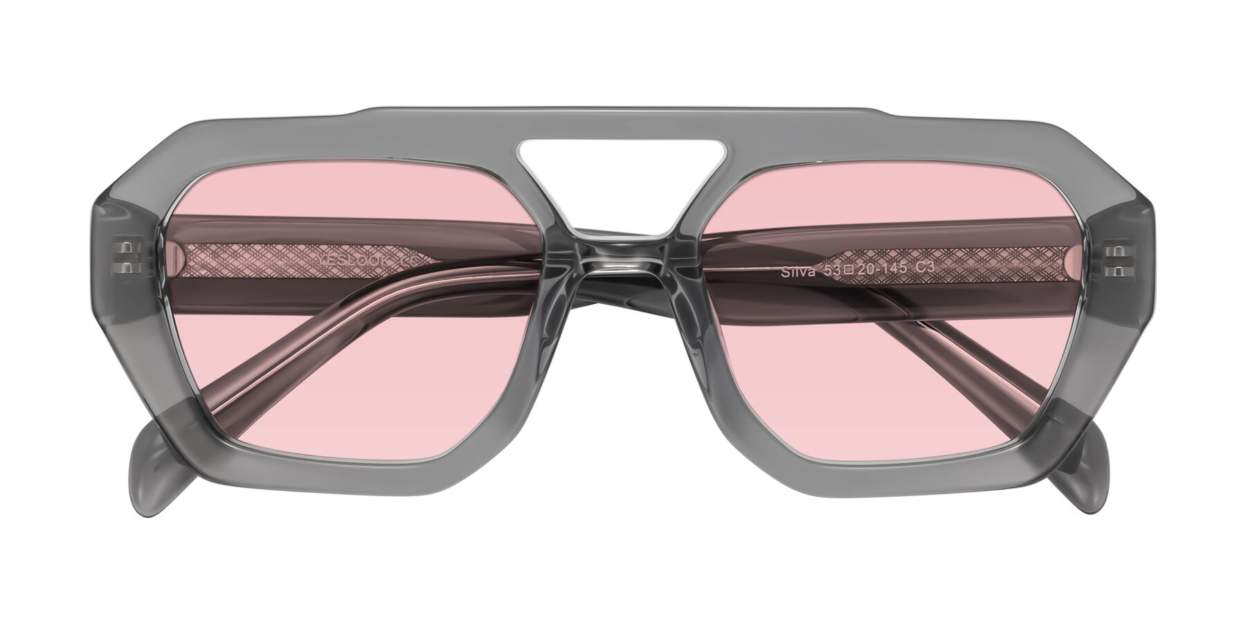 Folded Front of Silva in Gray with Light Garnet Tinted Lenses