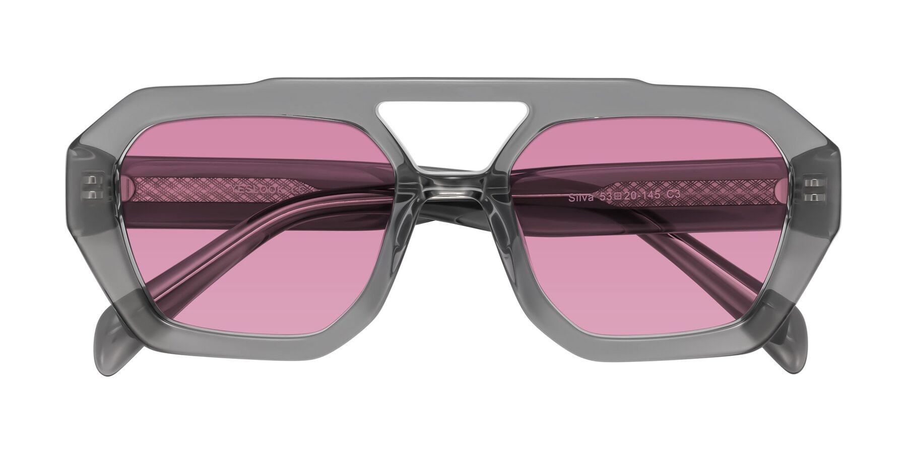 Folded Front of Silva in Gray with Medium Wine Tinted Lenses